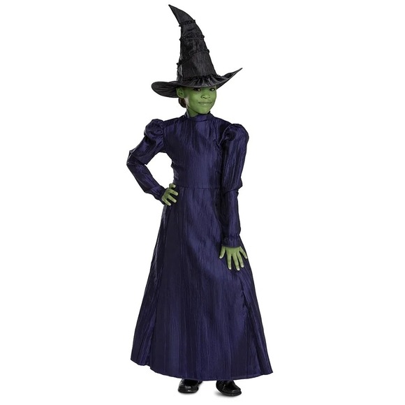 Wicked Movie Girls Costume 6-6X Deluxe Elphaba Witch Costume With Hat Wizard Oz - Picture 1 of 11